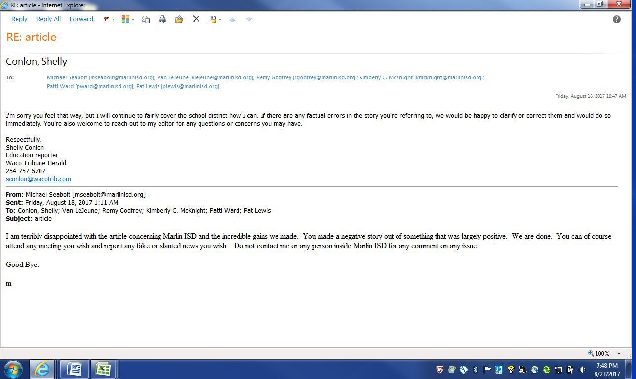 Marlin ISD email No. 3